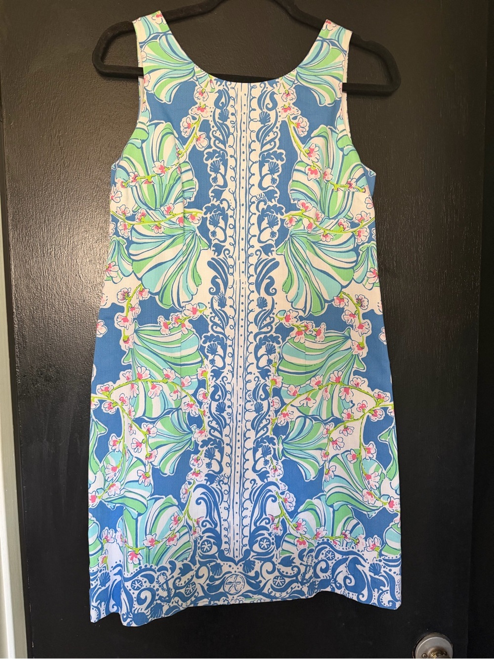 Blue Floral-Print Sleeveless Shift Dress